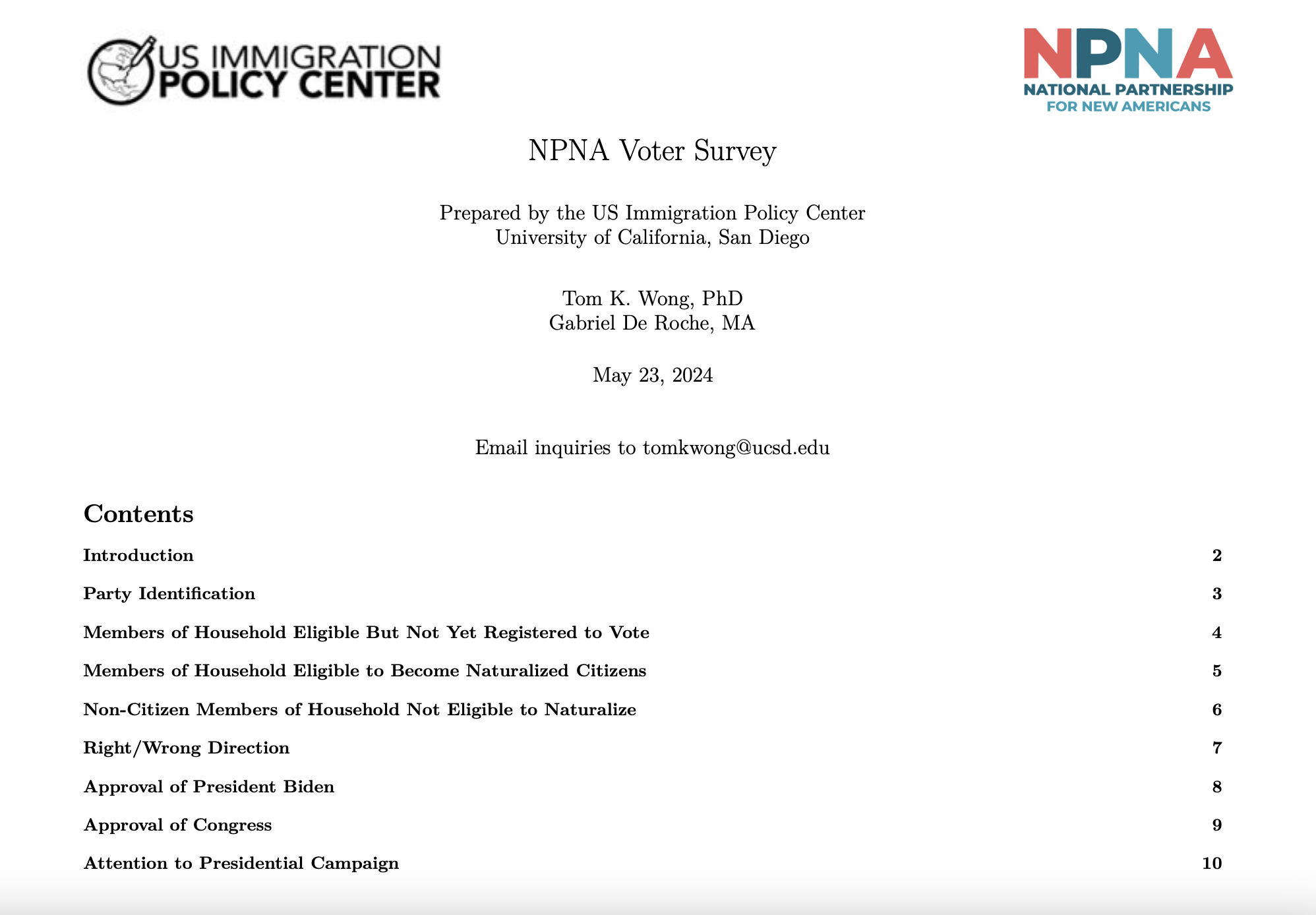 Survey of Naturalized Citizen Voters, May 2024.