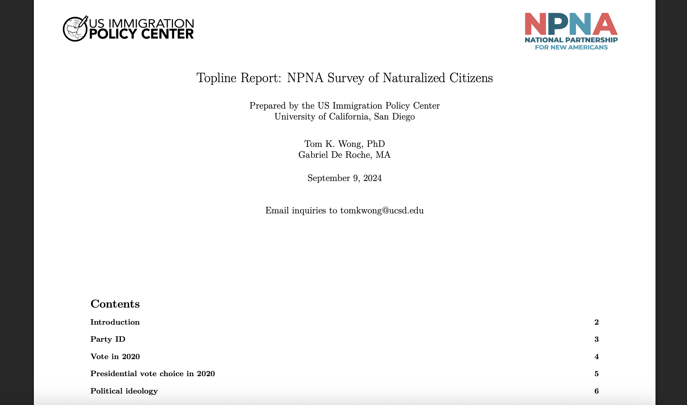 Survey of naturalized citizen voters: September 2024