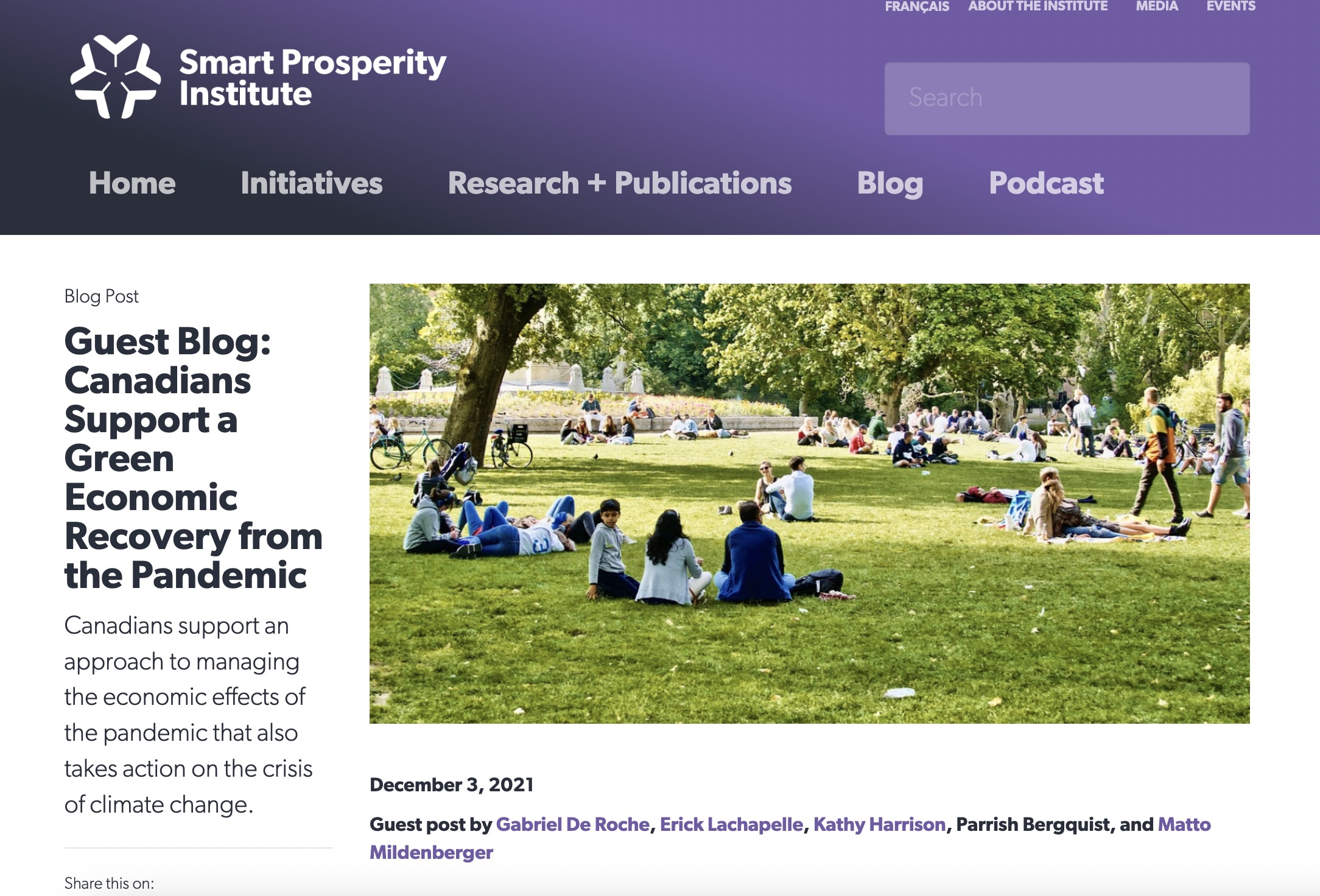 Canadians support a green economic recovery from the pandemic