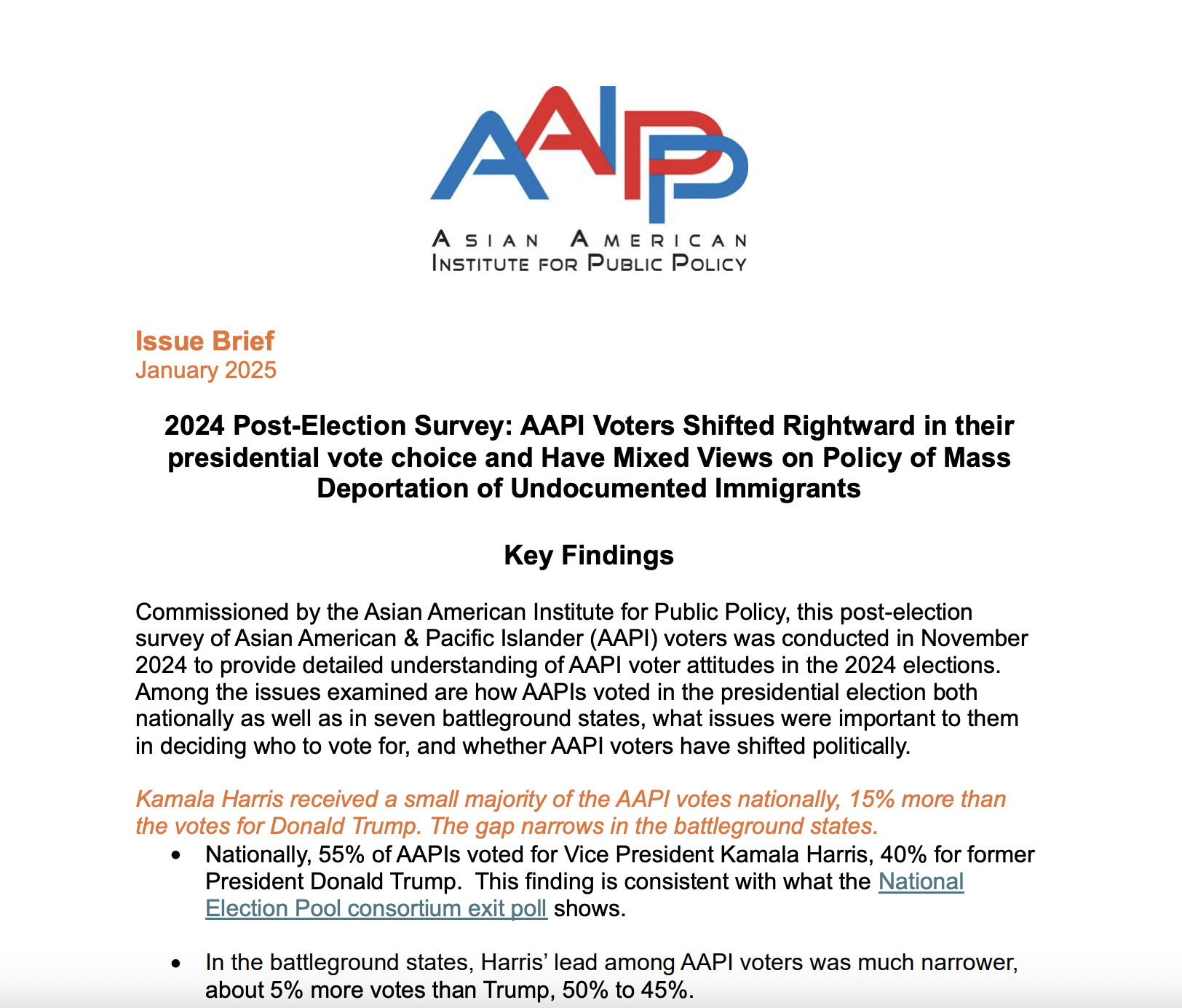 Post-election survey of AAPI voters, Nov. 2024