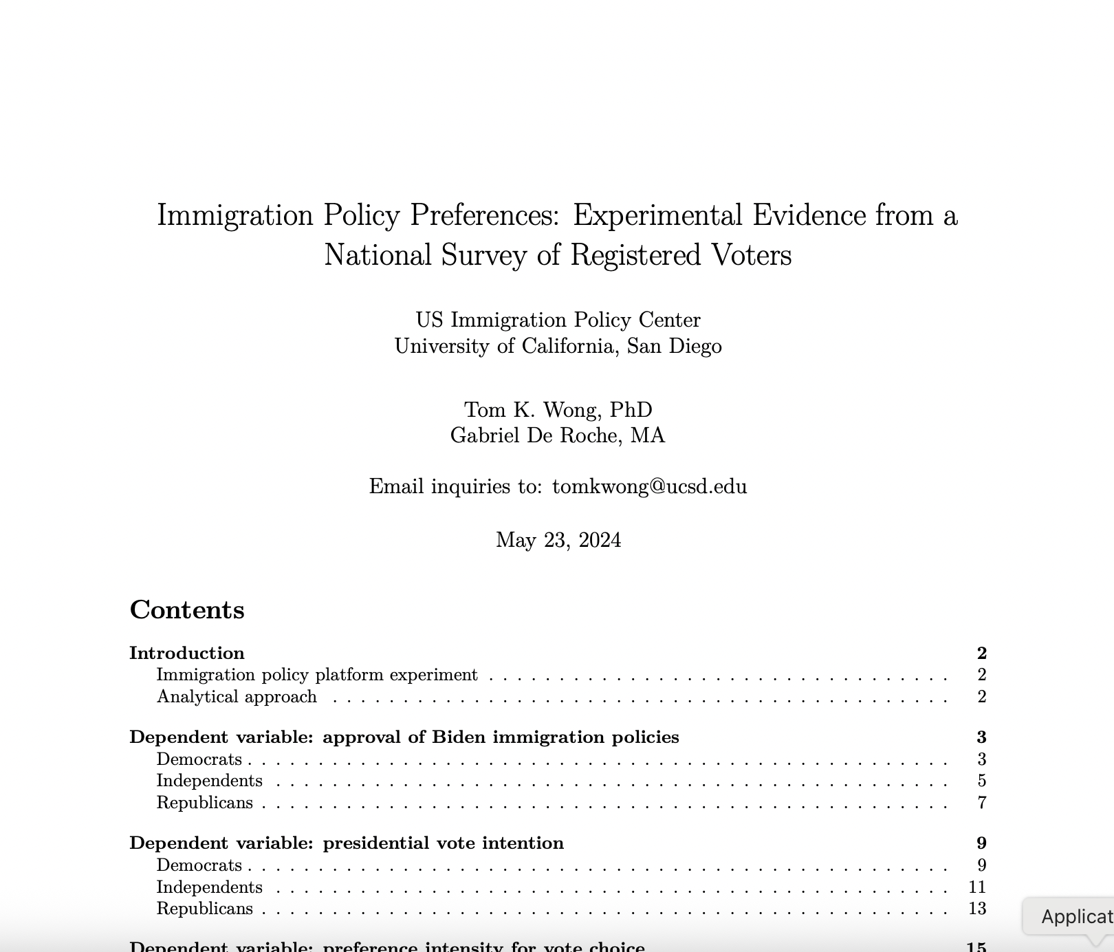 Survey experiment on immigration policy preferences: Bidenโs 2024 immigration platform